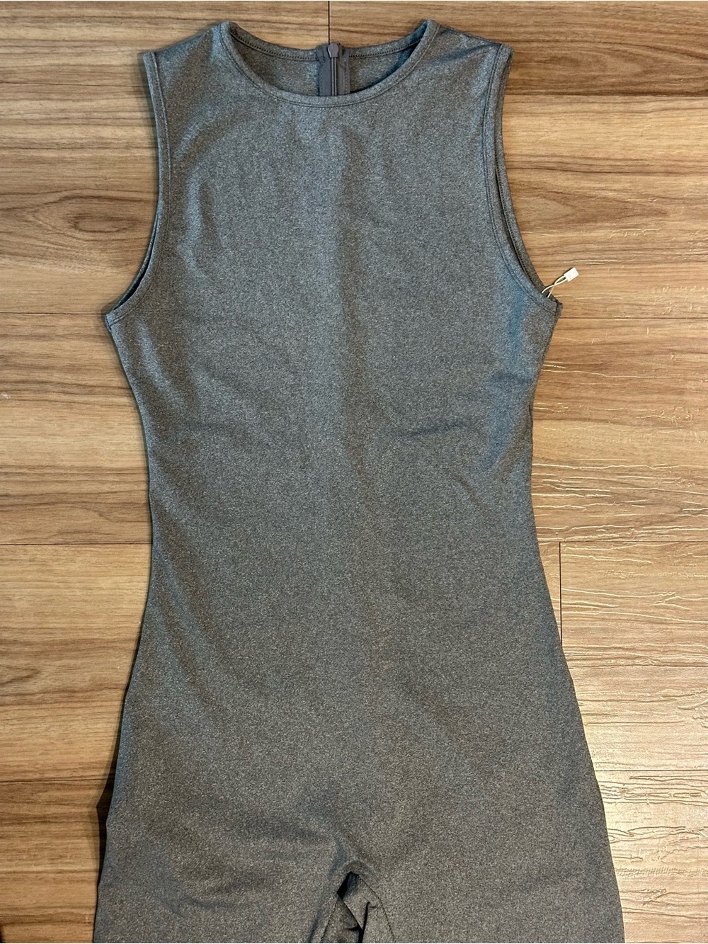 LuFeng Gray Sleeveless Stretch Zip Jumpsuit Crew Neck Skinny Leg‎ Size S